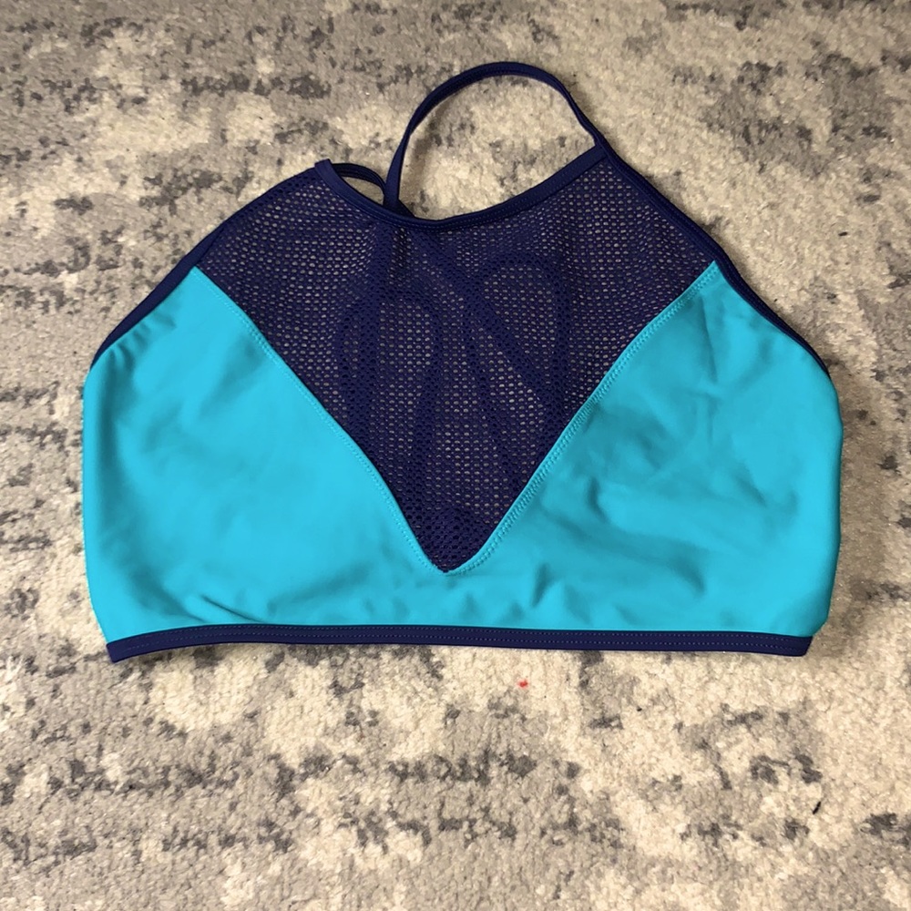 AEO Blue Mesh Halter Swim Top Sz XL